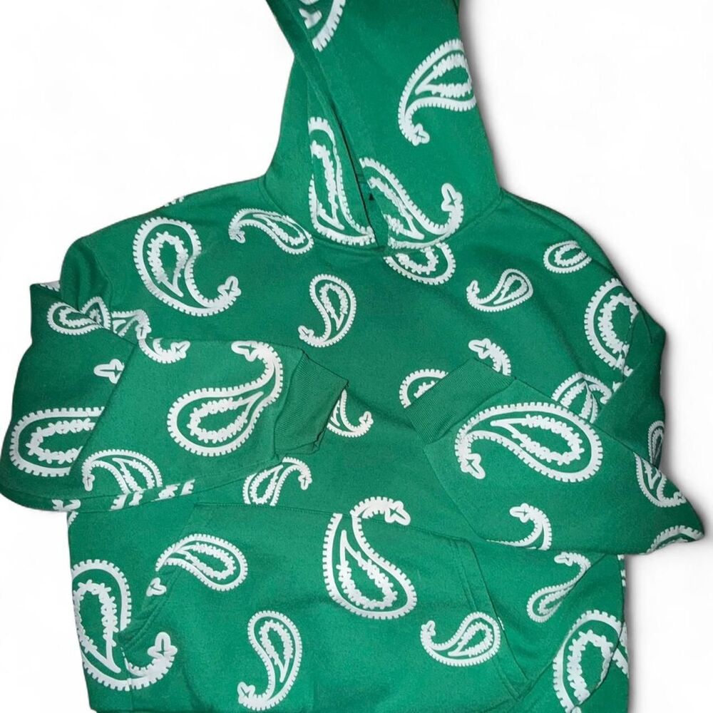 Riot Empire streetwear Men's Green and White Hoodie large